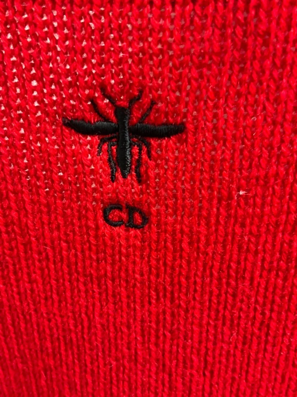 CHRISTIAN DIOR RED DIOR TRIBALES CASHMERE CARDIGAN AND MATCHING TOP TWIN SET